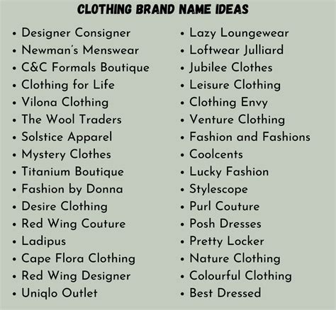 catchy clothing names